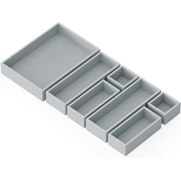SpaceAid Bamboo Drawer Organizer Storage Boxes Set(7 Pack, Gray)