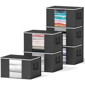 SpaceAid 90L Extra Large Clothes Storage Bags, 6 Pack, Black