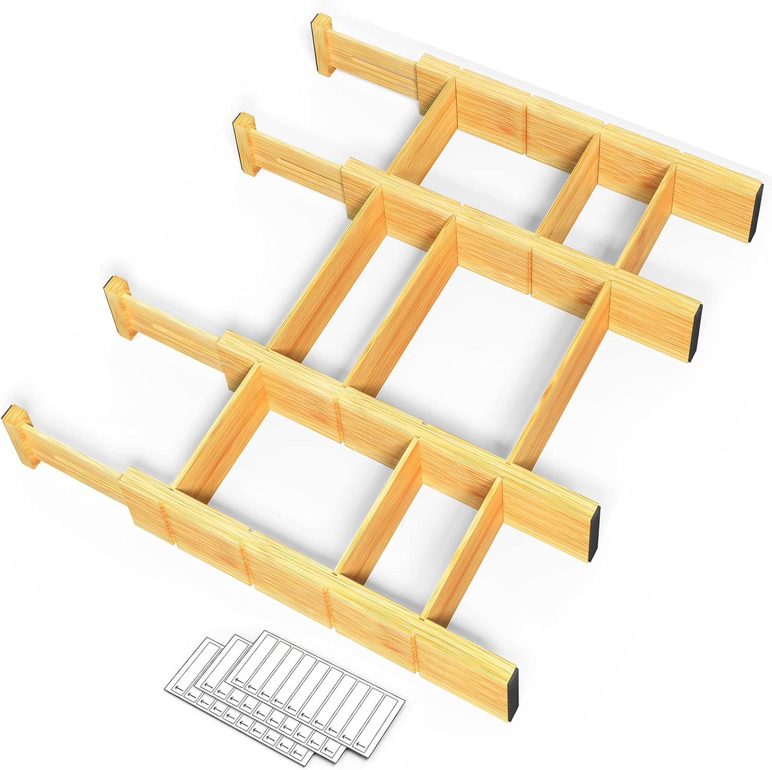 SpaceAid Bamboo Kitchen Organizer Drawer Dividers, Expandable (13.25-17 in), 13.25"L x 0.6"W x 2.6"H