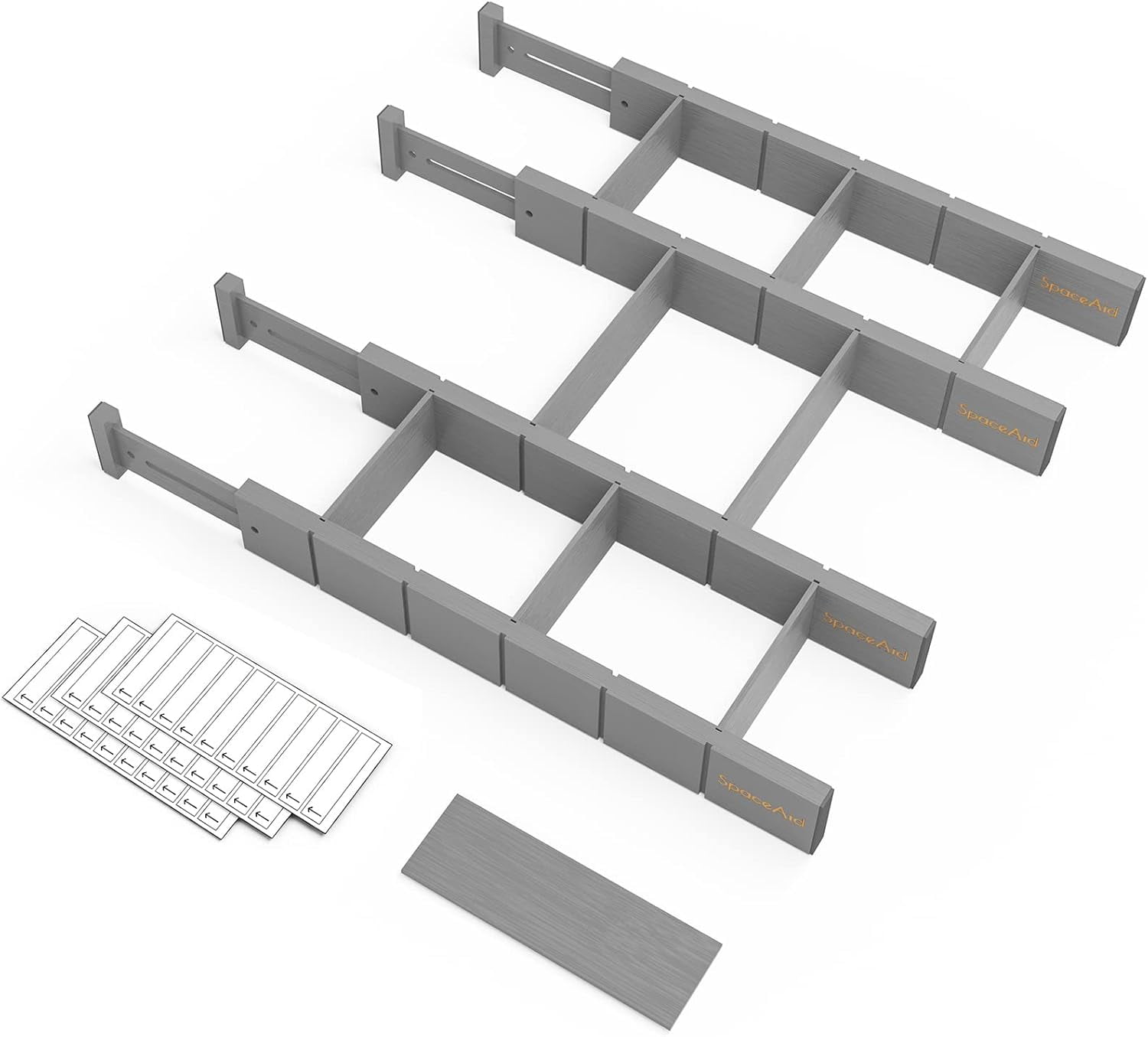 SpaceAid Bamboo Kitchen Organizer Drawer Dividers, Expandable(17-22 in), 17"L x 0.6"W x 2.6"H, Grey