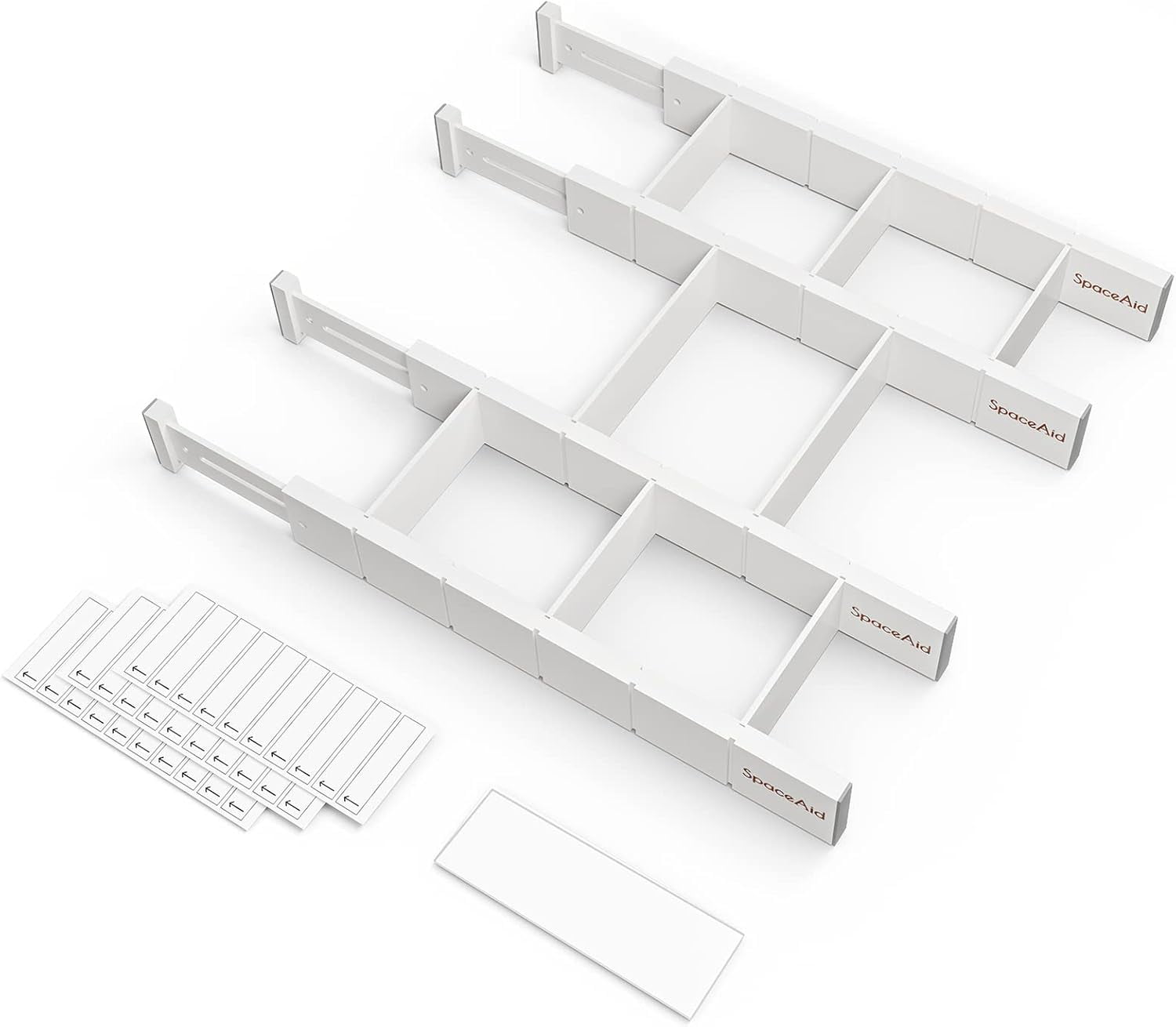 SpaceAid Bamboo Kitchen Organizer Drawer Dividers, Expandable(17-22 in), 17"L x 0.6"W x 2.6"H, White