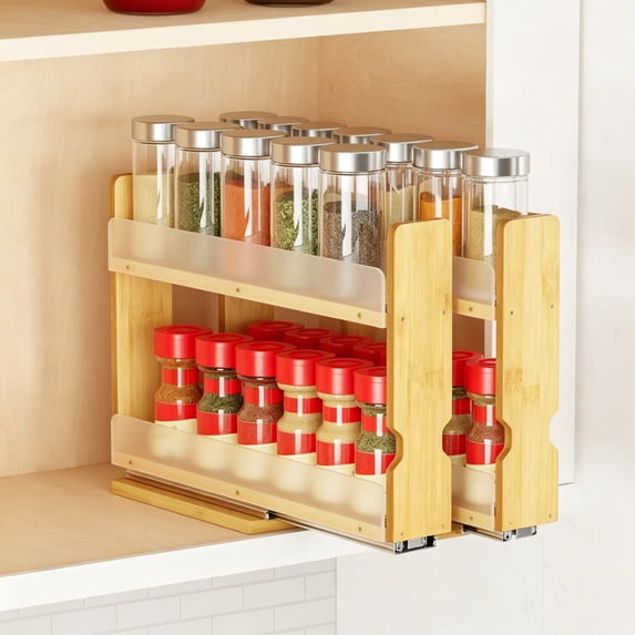 Medical Slider Racks SpaceAid Bamboo Pull Out Spice Rack Organizer for Cabinet, Heavy Duty ...