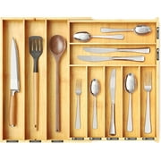 SpaceAid Silverware Drawer Organizer with Labels, Expandable,Bamboo, 10 Slots