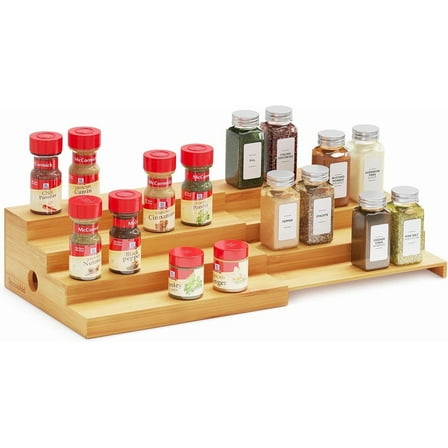 SpaceAid Expandable Spice Rack Organizer for Cabinet, Bamboo, 4 Tier