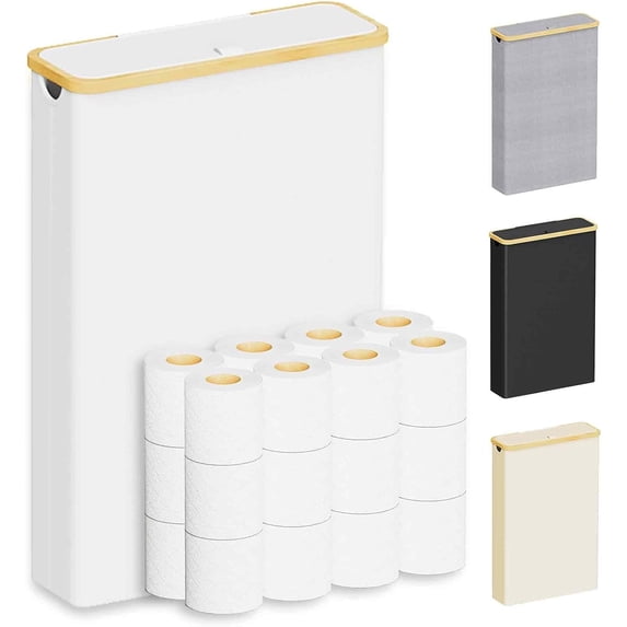 SpaceAid Extra Large Toilet Paper Storage with Lid, Slim Basket Holder, White