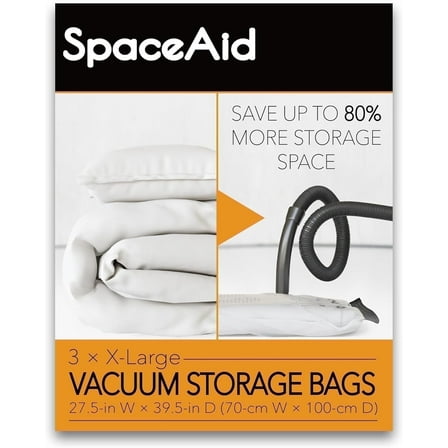 SpaceAid Jumbo Vacuum Storage Bags, Space Saver Sealer Compression Bags (X-Large 3 Pack)