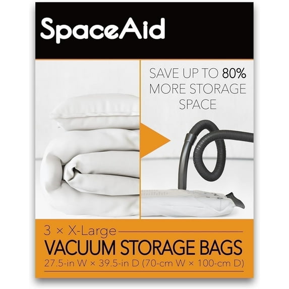 SpaceAid Jumbo Vacuum Storage Bags, Space Saver Sealer Compression Bags (X-Large 3 Pack)