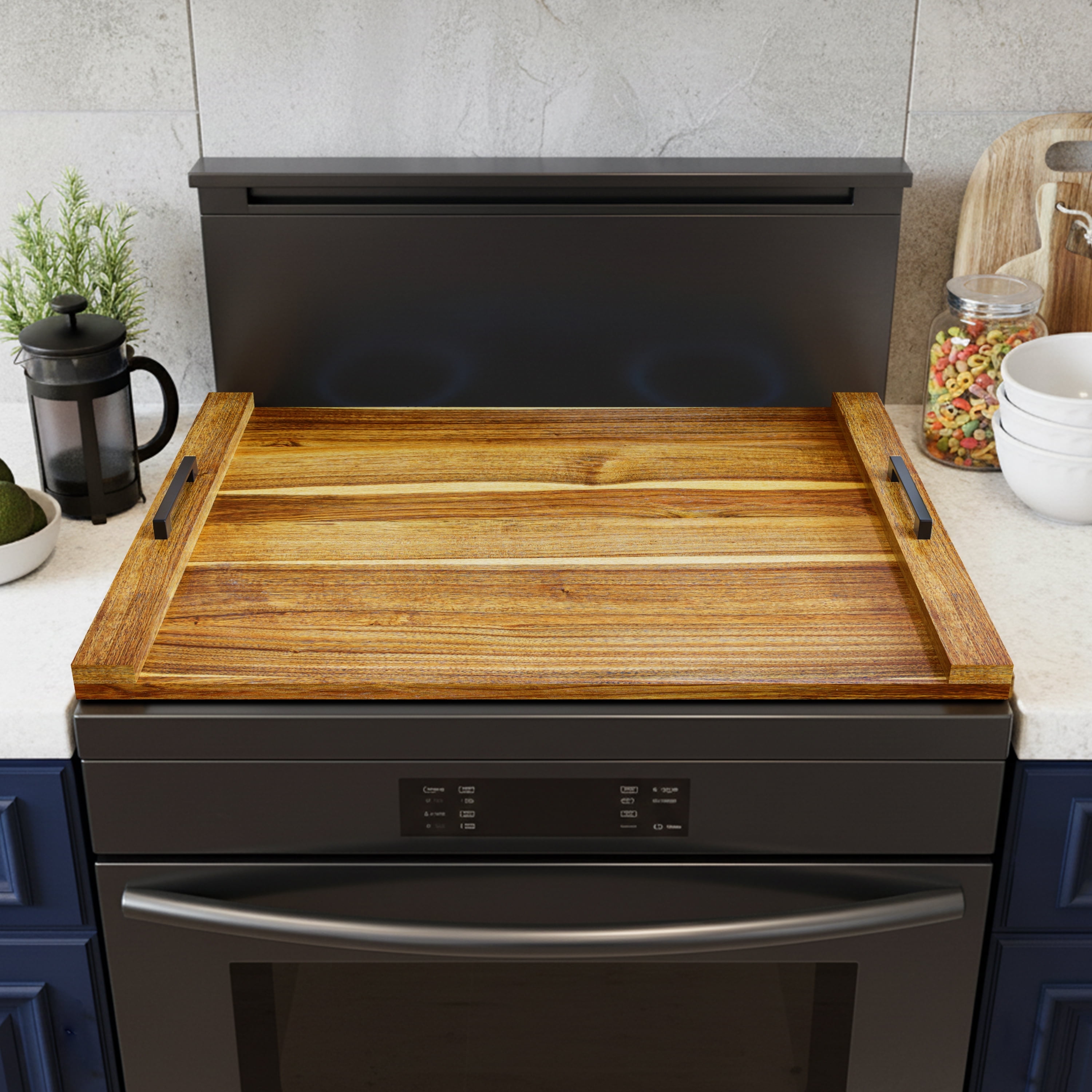 SpaceAid Noodle Board Stove Kitchen Cover with Handles, Stove Top Covers Cover, Natural Acacia
