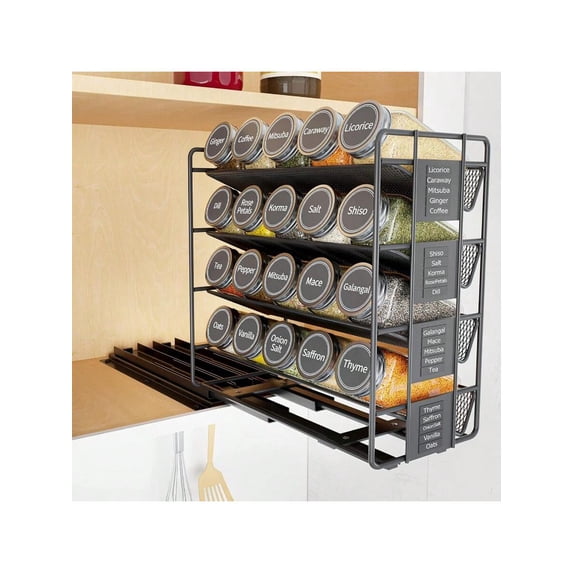 SpaceAid Pull Out Spice Rack Organizer With 20 Jars Heavy Duty Slide ...
