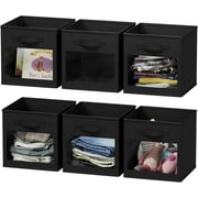 SpaceAid Storage Cubes with Clear Windows, Set of 6 Fabric Bins, 11 Inch, Black