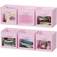 thumbnail image 1 of SpaceAid Storage Cubes with Clear Windows, Set of 6 Fabric Bins, 11 Inch, Pink, 1 of 6