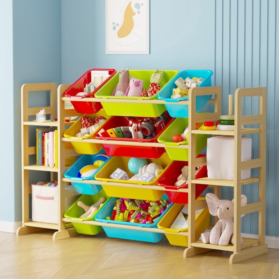 SpaceAid Toy Storage Organizer with 6 Shelves and 12 Bins, Multicolor