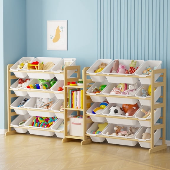 SpaceAid Toy Storage Organizer with 3 Shelves and 24 Bins, White