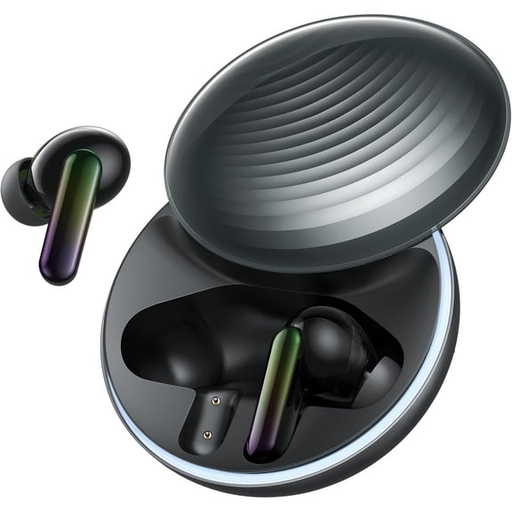 SpaceBuds ANC Earbuds, 50dB Noise Cancelling Earbuds, 4-Mic Clear Calls in Ear Headphones, Heavy Bass, Personalized Light Effects, Slide Design, App Control, 40H Play