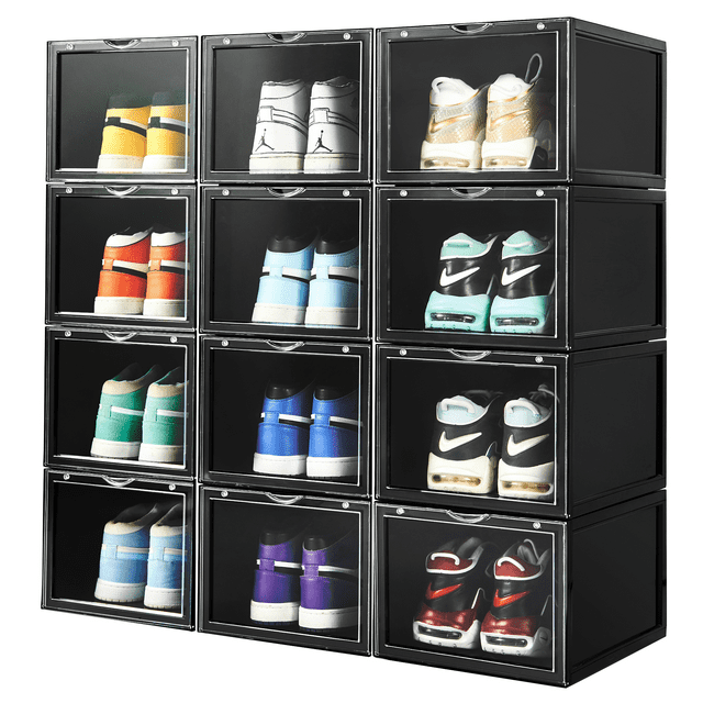 SpaceCrafters Shoe Storage 12 Pack Plastic Shoe Storage Boxes