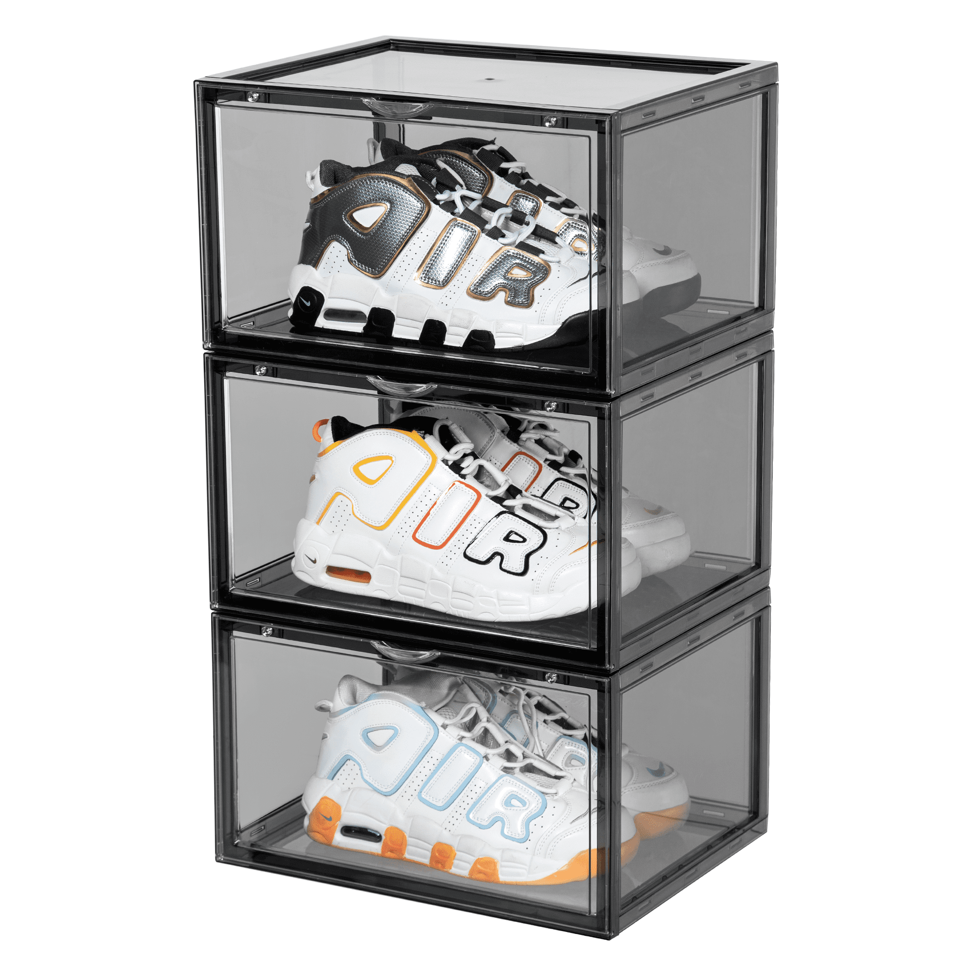 SpaceCrafters Shoe Storage 3 Pack Plastic Shoe Storage Boxes Clear