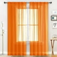thumbnail image 1 of SpaceDresser Basic Rod Pocket Sheer Voile Window Curtain Panels Orange 2 Panels 52 Width 84 Inch Long for Kitchen Bedroom Children Living Room Yard(Orange,52 W x 84 L), 1 of 9