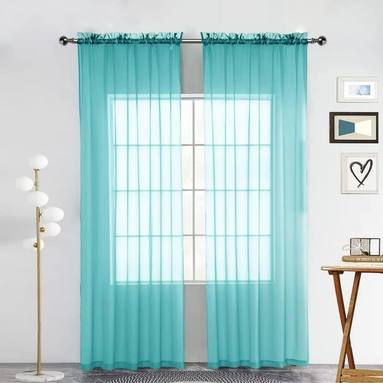 SpaceDresser Sheer Voile Window Treatment Rod Pocket Curtain 