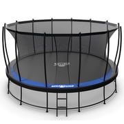 SpaceJump Astro 16 Foot Trampoline, Outdoor Round Bouncer with Safety Net, Black/Blue