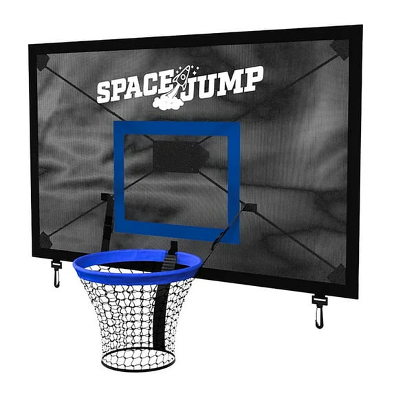 SpaceJump AstroJam Trampoline Basketball Hoop Net Attachment Set Accessory, Black/Blue