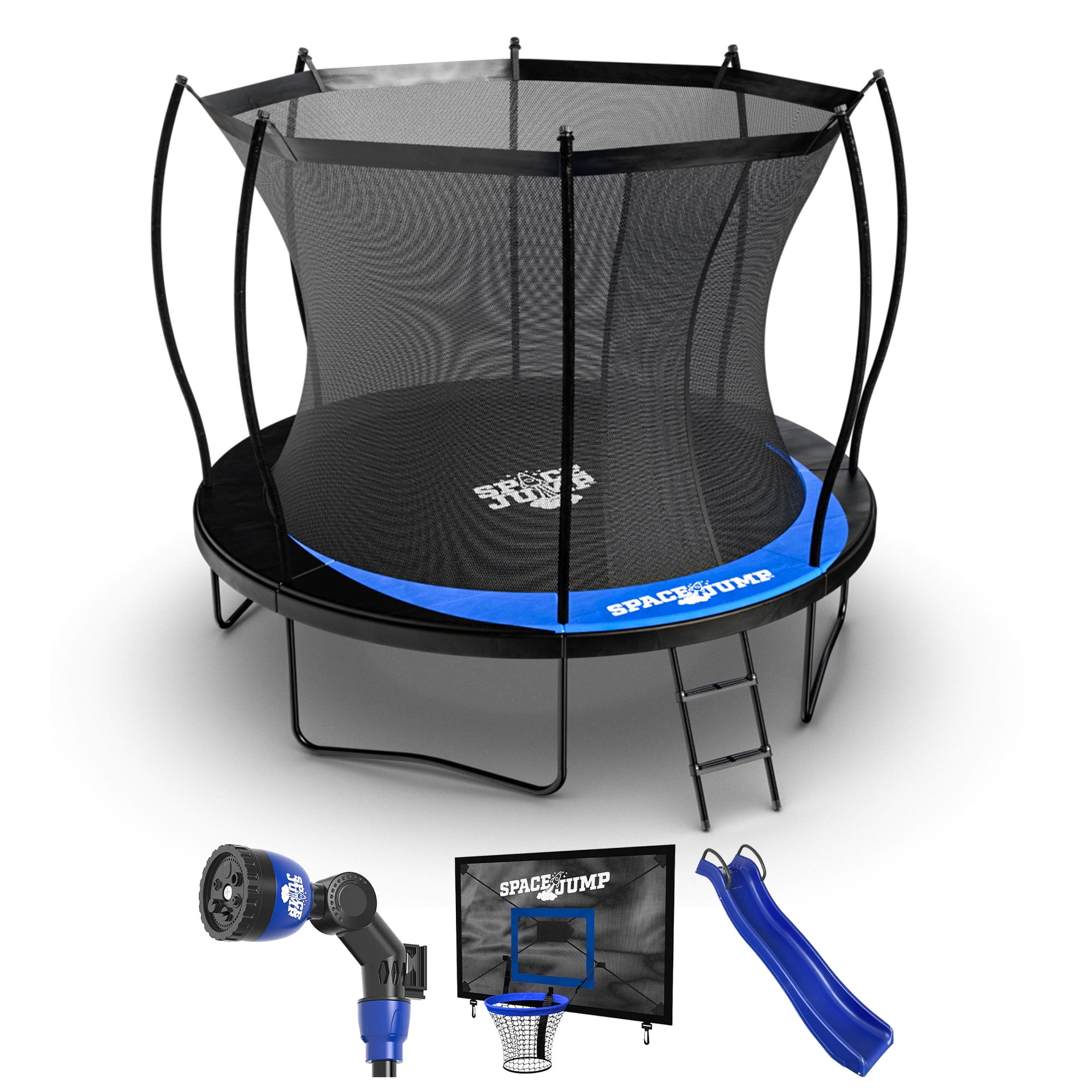 jumpバンブーキャビネット SpaceJump Lunar 10' Trampoline Outdoor Ultimate Set with Safety