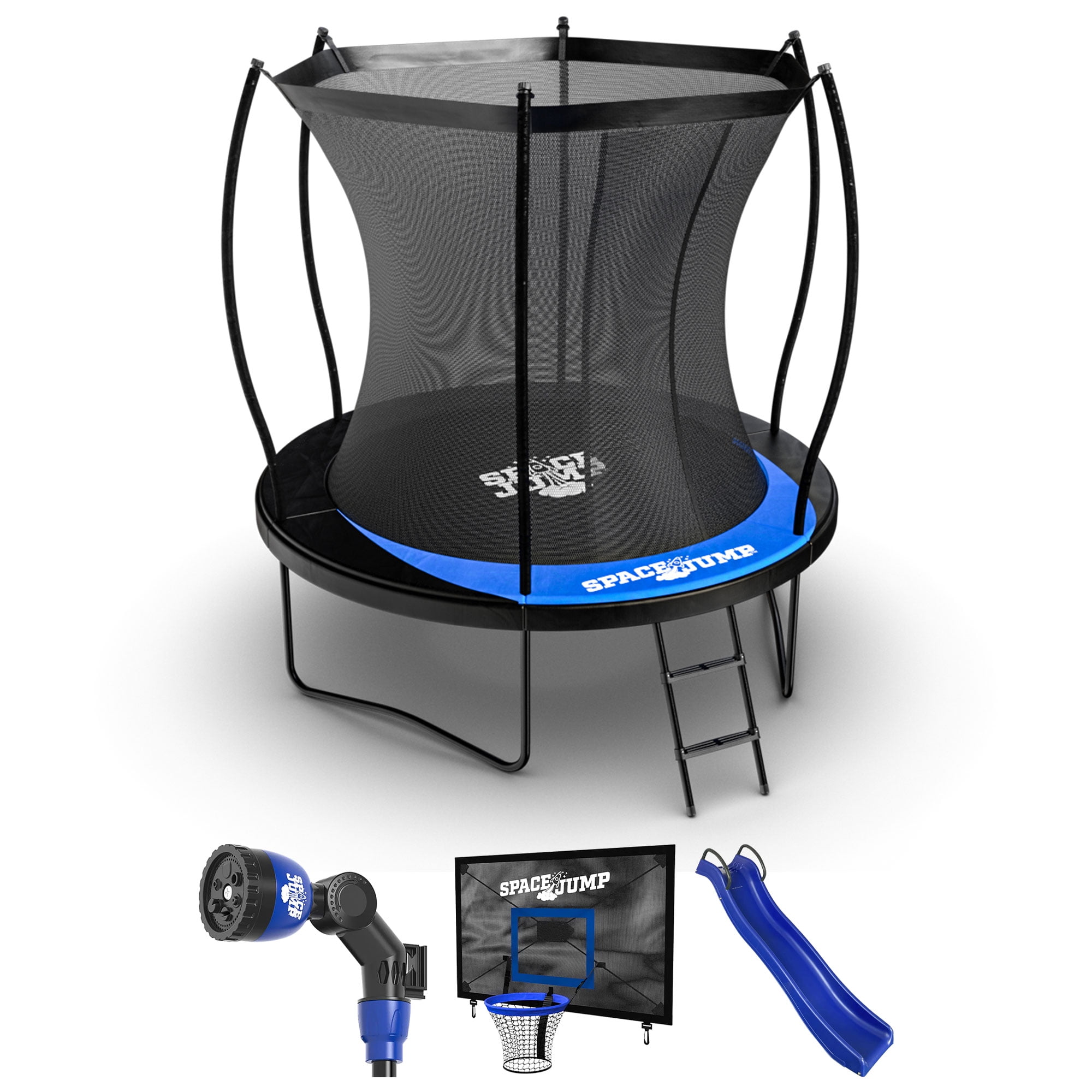 SpaceJump Lunar 8' Trampoline, Outdoor Ultimate Set with Safety