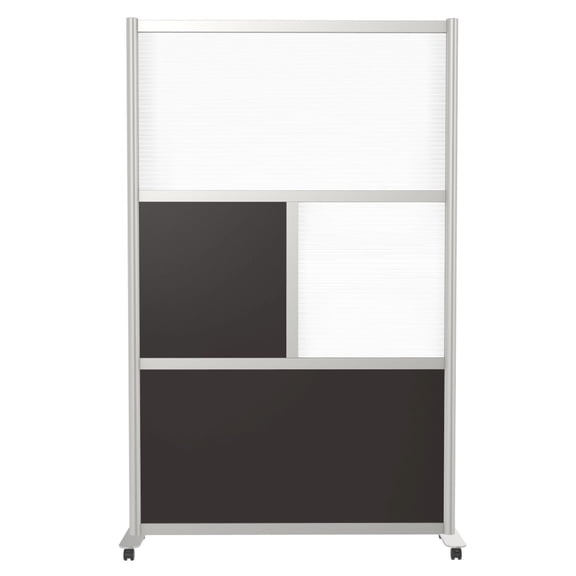 SpaceMakers 4 Ft Wood Laminate Room Divider – 52" Wide Privacy Partition with Aluminum Frame, 78" High