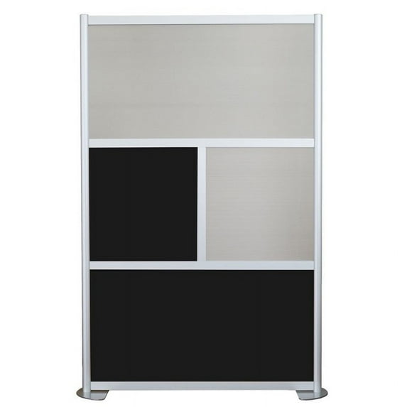 SpaceMakers 4 Panel 78" x 52" Modern Stationary Room Divider in Black