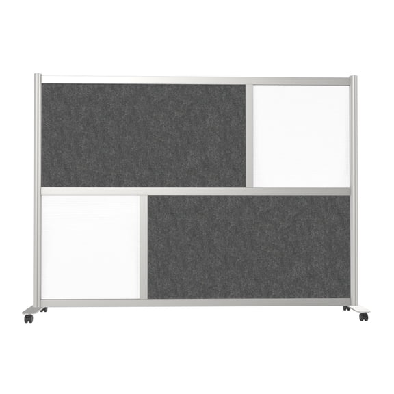 SpaceMakers 6 Ft Wood Laminate Room Divider – 76" Wide Privacy Partition with Aluminum Frame, 53" H