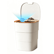 SpaceMuse 4.8 Gal Automatic Trash Can with Lid Touchless, Foldable Motion Sensor Trash Can for Kitchen Bathroom Office, Plastic Smart Waste Bin, White
