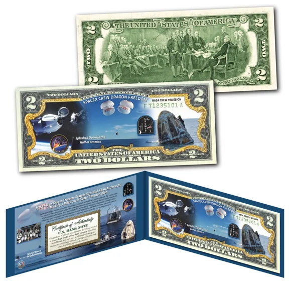 SpaceX Crew-9 Dragon Splash Down Rescue Gulf of America NASA Mission US $2 Bill
