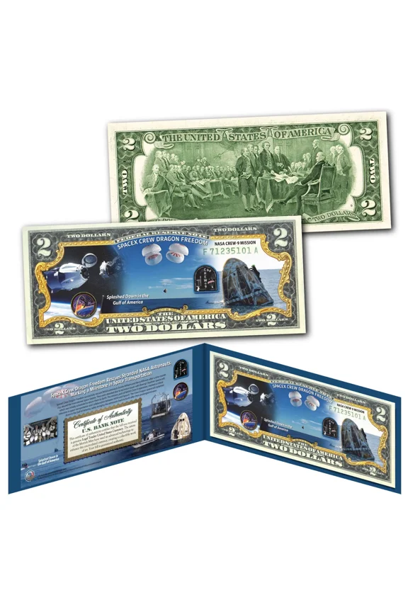 SpaceX Crew-9 Dragon Splash Down Rescue Gulf of America NASA Mission US $2 Bill