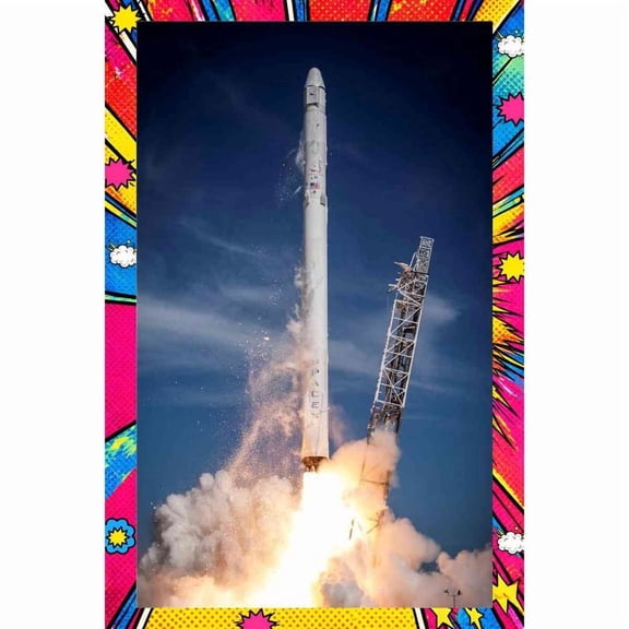 SpaceX FALCON 9 Rocket Launch - Pop Art Edition | 12x18 Inch Laminated Poster | Vibrant Colors & Stunning Detail Wall Art