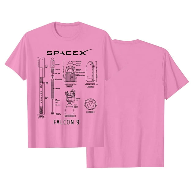 SpaceX Falcon 9 T-shirts Unisex Tshirt Short Sleeve Round Neck Tees Graphic Basic Tops