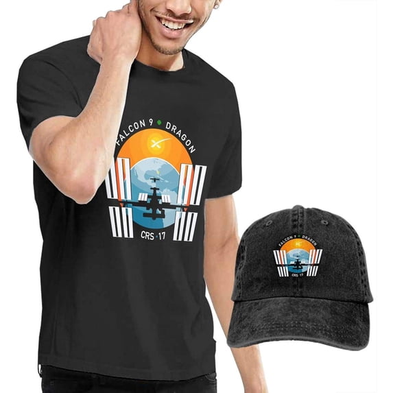 SpaceX Falcon 9 Washed Baseball-Cap + T-Shirt Combo Set