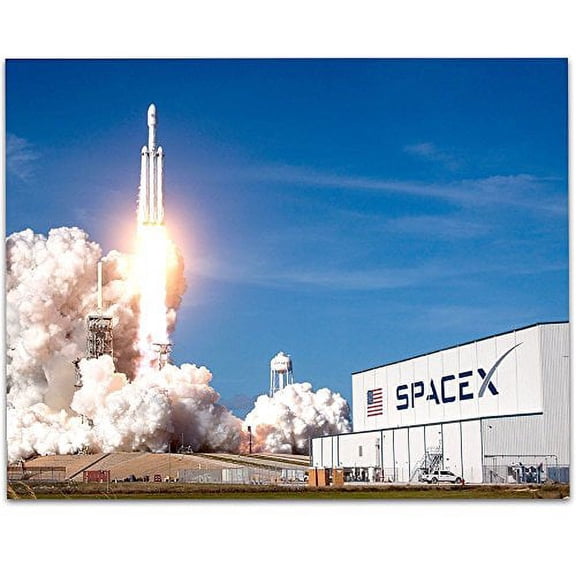SpaceX Rocket Launch v2-11x14 Unframed Art Print - Great Gift for Space Lovers/Geeks