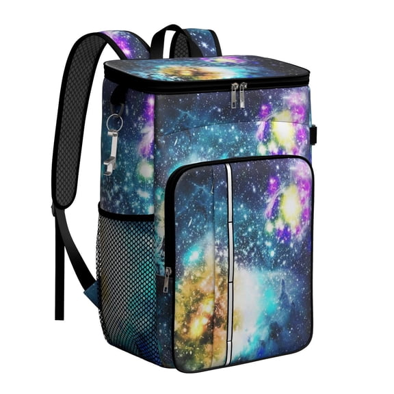 Spacecraft Cooler Backpack - 20L Insulated Leakproof Soft Cooler Bag for Beach, Picnic & Travel, Holds 26 Cans, Star Constellation & Moon Design
