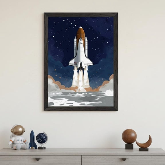 Spacecraft Minimalist Style Rocket Launch Modern Space Decor Wall Art Print