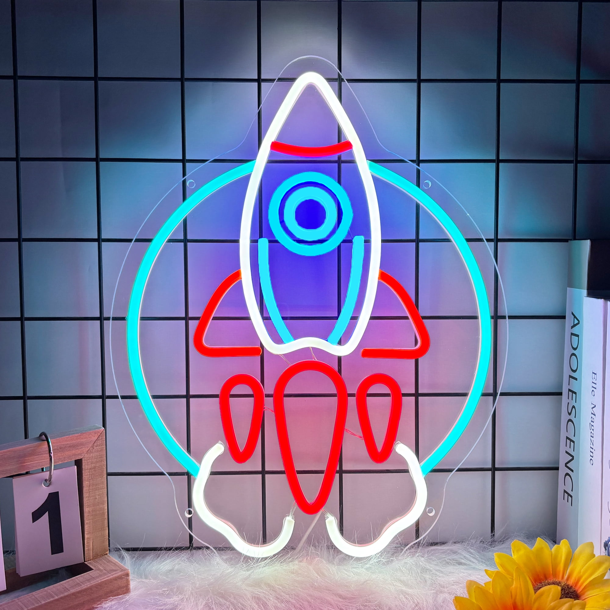 Space Led Neon Sign Spacecraft Neon Sign, Spacecraft Led Signs for Wall Decor, Dimmable ...