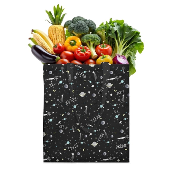 Spacecraft Print Reusable Grocery Bag - Foldable & Large Capacity Eco-Friendly Tote