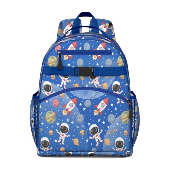 Spacecraft School Backpack Adjustable Padded Straps Chest Strap Water-Resistant Bookbag For Elementary Students