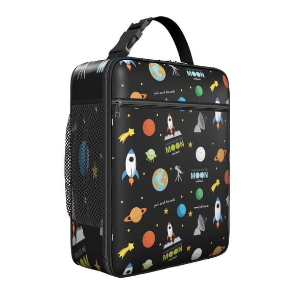 Spacecraft Space Galaxy Lunch Bag – Astronaut Starry Night Sky Insulated Lunch Box Tote