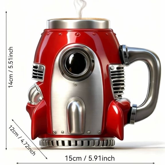 Spacecraft Style Coffee Mug,Resin Stainless Steel Beverage Container,Durable Insulated Design Suitable For Hot And Cold Drinks Daily Use,Creative Decorative Drinkware Holder Spacecraft Coffee Mug