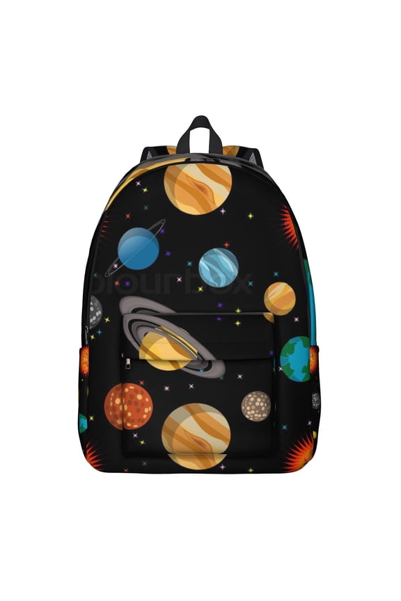 Spacecraft and Starry Night Backpack, Galaxy Moon Rocket Astronaut School Bag, Sci-Fi Cosmic Celestial Daypack