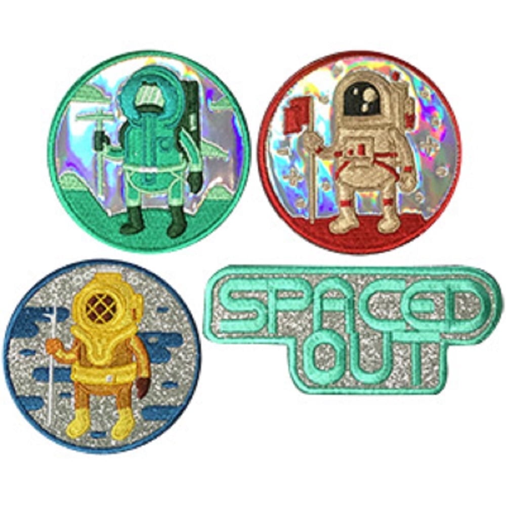 Spaced Out Patches - Sew Iron on, Original Embroidered Artwork - 4 ...