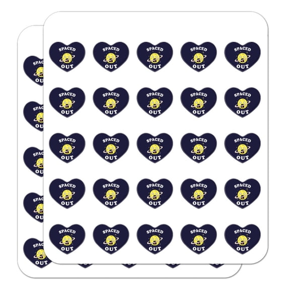 Spaced Out Planet Saturn Funny Humor Heart Shaped Planner Calendar Scrapbook Craft Stickers