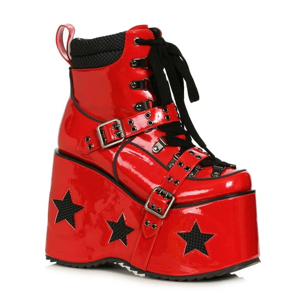 Spaced Red Rock Star & Buckle 5" Platform Booties size 9