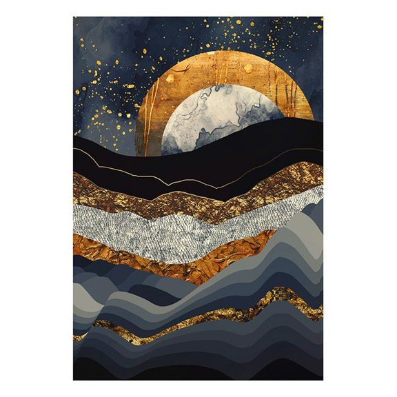 Spacefrog Designs - Metallic Mountains Print Wall Art, Modern Wall Decor For Living Room Bedroom, 12x18 UNFRAMED