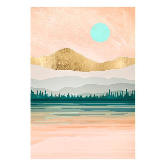 Spacefrog Designs - Spring Forest Lake Print Wall Art, Modern Wall Decor For Living Room Bedroom, 8x12 UNFRAMED