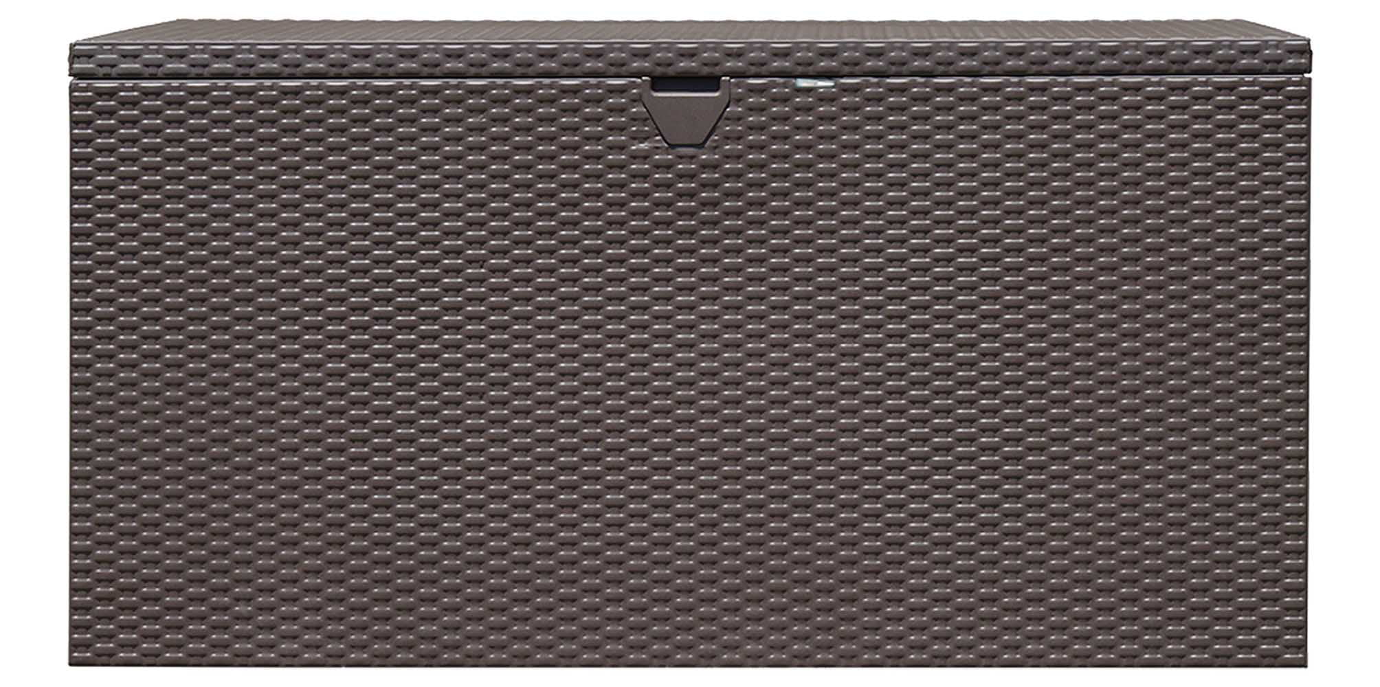 Espresso Metal and Wicker Outdoor Storage Deck Box